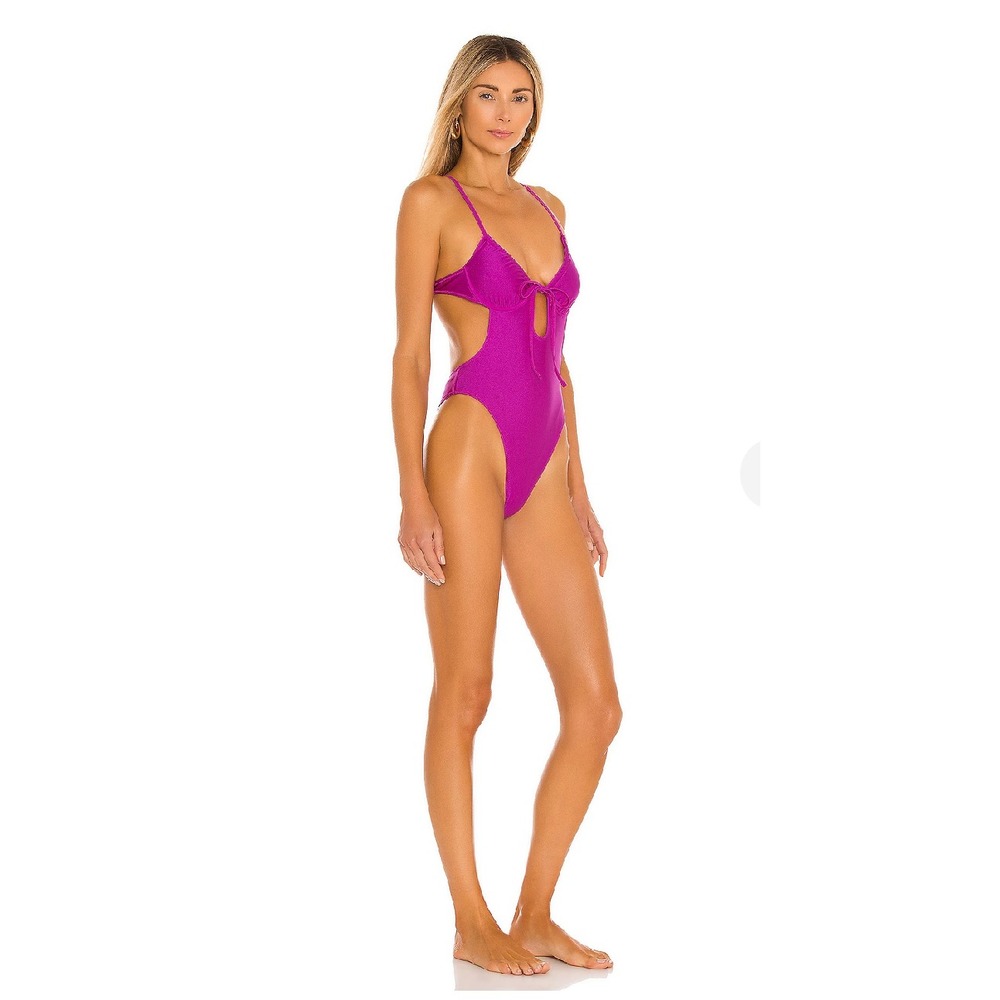Lovers & Friends Loren One Piece Swimsuit Magenta Pink Cutout Metallic Small